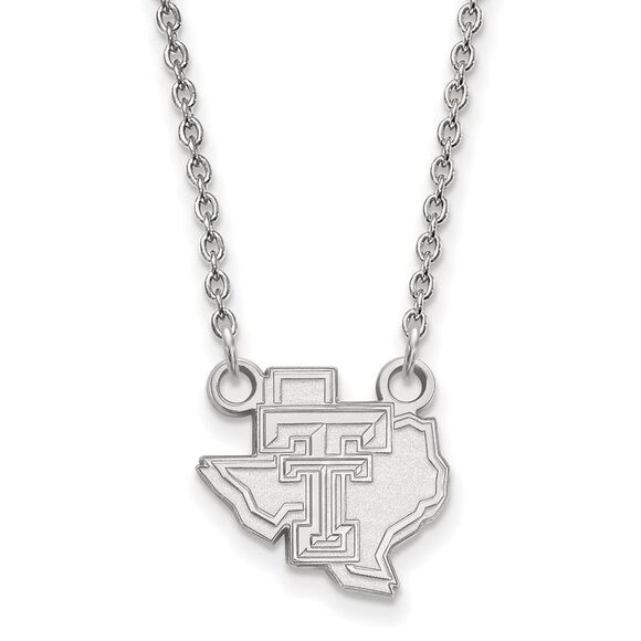 10k White Gold Texas Tech U Small Pendant Necklace - Picture 1 of 4